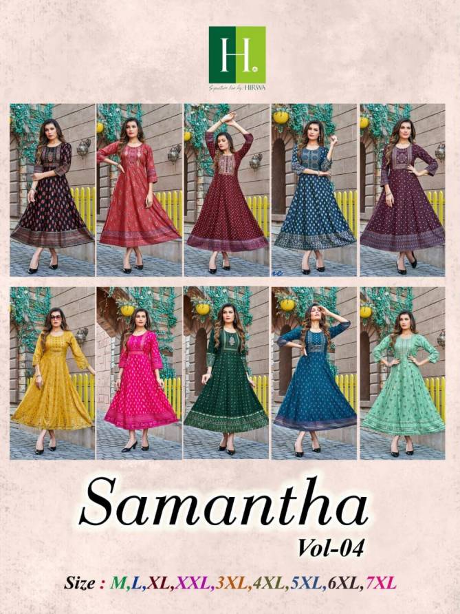 Hirwa Samantha Vol 4 Ethnic Wear Wholesale Anaraklai Kurtis Catalog
